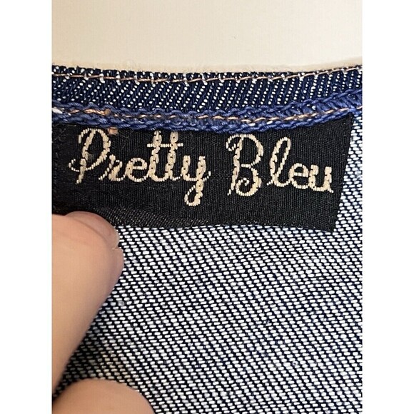 Embroidered Beaded Western Blue Denim Vest By‎ Pretty Bleu Women’s Size M Cotton - Picture 7 of 10